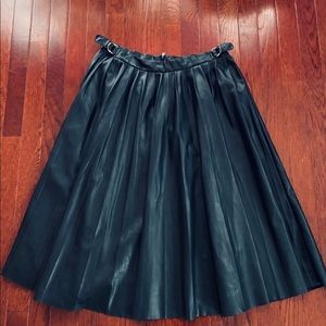ZARA Pleated Faux Leather Midi Skirt, Large